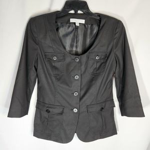 New York and Co Stretch Black Collarless Jacket Size 8